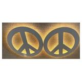 LL - Pair of 24-Inch Round Neon Peace Sign Wall Hanging Lights