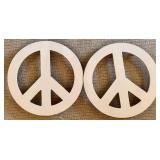 LL - Pair of 24-Inch Round Neon Peace Sign Wall Hanging Lights