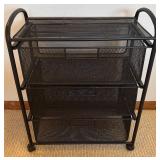 LL - Three Drawer Black Mesh Rolling Storage Cart