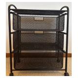 LL - Three Drawer Black Mesh Rolling Storage Cart