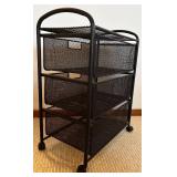 LL - Three Drawer Black Mesh Rolling Storage Cart