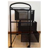 LL - Three Drawer Black Mesh Rolling Storage Cart