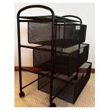 LL - Three Drawer Black Mesh Rolling Storage Cart