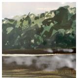 LL - Framed Watercolor Landscape Painting Signed by Artist