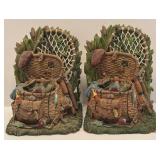LL - Pair of Decorative Fishing Theme Bookends