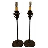 LL - Pair of 22.5 Inch Black Metal Table Lamps with Hammered Base