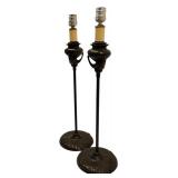 LL - Pair of 22.5 Inch Black Metal Table Lamps with Hammered Base