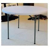 LL - Folding 47 Inch Round Utility Table with Metal Legs