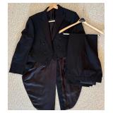 LL - Hickey Freeman Full Dress Tails Suit 44R Jacket 38W Pants Black Wool