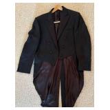 LL - Hickey Freeman Full Dress Tails Suit 44R Jacket 38W Pants Black Wool