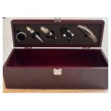 LL - Deluxe Wine Gift Set with Wooden Box and Black-White Wine Bag