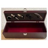 LL - Deluxe Wine Gift Set with Wooden Box and Black-White Wine Bag