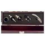 LL - Deluxe Wine Gift Set with Wooden Box and Black-White Wine Bag