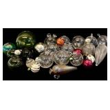LL - Collection of Vintage Glass Ornaments in Assorted Sizes and Colors