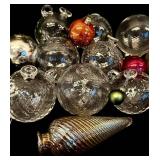 LL - Collection of Vintage Glass Ornaments in Assorted Sizes and Colors
