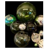 LL - Collection of Vintage Glass Ornaments in Assorted Sizes and Colors