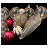 LL - Collection of Vintage Glass Ornaments in Assorted Sizes and Colors