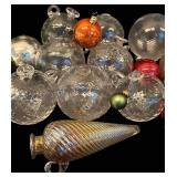 LL - Collection of Vintage Glass Ornaments in Assorted Sizes and Colors