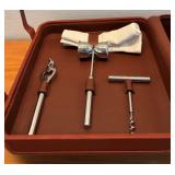 LL - Pottery Barn Vintage Leather Travel Cocktail Kit and Deluxe Wine Gift Set