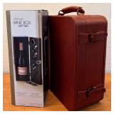 LL - Pottery Barn Vintage Leather Travel Cocktail Kit and Deluxe Wine Gift Set