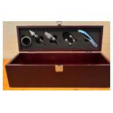 LL - Pottery Barn Vintage Leather Travel Cocktail Kit and Deluxe Wine Gift Set