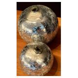 LL - Christmas Decor Set with Mercury Glass Candle Holders, Tabletop Tree, and Silver Orbs