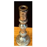 LL - Christmas Decor Set with Mercury Glass Candle Holders, Tabletop Tree, and Silver Orbs