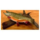 LL - 17 Inch Brook Trout Fish Wall Mount on Driftwood