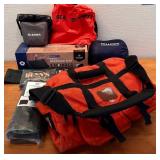 LL - Hunting Gear Lot: Simms Bag, Field & Stream Sleeping Bag, Aqua Quest Tarp, Backpack Tent, and Accessories