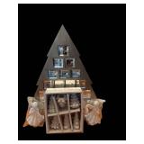 LL - Christmas Decor Set with Porcelain Angel Ornaments, Miniature Trees, and Advent Calendar