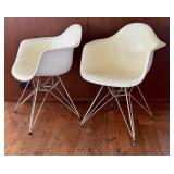 Pair of Eames Molded Armchairs by Vitra with Eiffel Tower Base