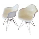 Pair of Eames Molded Armchairs by Vitra with Eiffel Tower Base