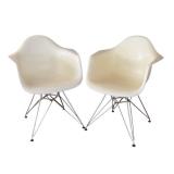Pair of Eames Molded Armchairs by Vitra with Eiffel Tower Base