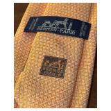 Hermes Paris Silk Tie in Orange Geometric Pattern