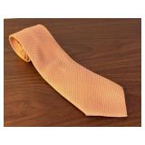 Hermes Paris Silk Tie in Orange Geometric Pattern