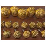 Set of 27 Vintage Gold-Tone Metal Drawer Pulls and Knobs