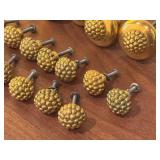 Set of 27 Vintage Gold-Tone Metal Drawer Pulls and Knobs