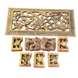 Collection of 6 Antique Hand-Carved Gilt Wood Architectural Fragments