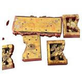 Collection of 6 Antique Hand-Carved Gilt Wood Architectural Fragments