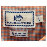 Southern Tide Classic Fit L Orange and Blue Check Long Sleeve Shirt