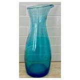 Hand Blown Blue Glass Wine Carafe, 12 Inch