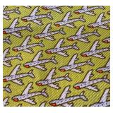 Hermes Paris Silk Pocket Square with Airplane and Bird Pattern