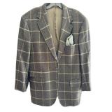 Southwick 100% Wool Windowpane Plaid Blazer Size 44 Long
