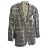 Southwick 100% Wool Windowpane Plaid Blazer Size 44 Long