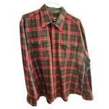 J. Peterman XL Wool Blend Red Plaid Shirt Made in Portugal