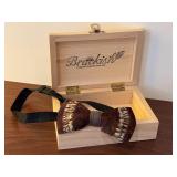 Brackish Coosaw Feather Bow Tie with Pheasant and Quail Feathers in Box