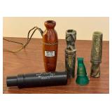 Collection of 5 Duck and Game Calls Including Sure Shot and Knight & Hale