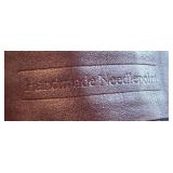 Set of 2 Island Company and Needlepoint Canvas Belts with Brass and Leather Accents