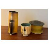 Set of 3 Signed Studio Pottery Vessels by Maren Kloppman, Jeff Ostrich, and DA