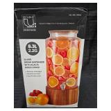 2.2 Gallon Glass Drink Dispenser with Acacia Wood Stand